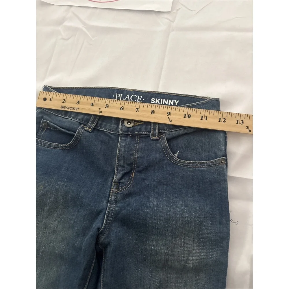 Childrens Place Girls Skinny Jeans Size 8 Adjustable Waist Dark Blue Wash